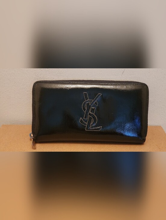 Yves Saint Laurent Handbags - Yves Saint Laurent Black Patent Leather Belle De Jour Zip Around Wallet